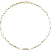 BREN Tennis Necklaces for Women - Gold Plated Cross Necklace Tennis Chain - 3.0mm AAAAA Cubic Zirconia Tennis Necklace for Women Men 16-20inch