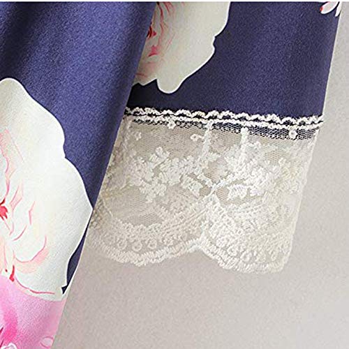 Farmerl Fashion Womens Print Kimono Casual Shawl Cardigan Top Cover Up Blouse Navy - Thumbnail 3