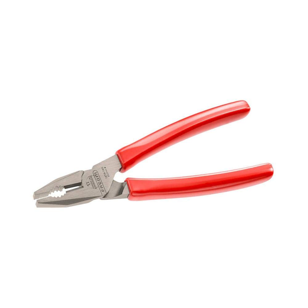 Facom 187 a.18g Universal Pliers with PVC Handle Carved, 180 mm, red