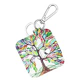 Fintie Tile Slim Case with Carabiner Keychain, Anti-Scratch Vegan Leather Protective Skin Cover for Tile Slim Item Tracker Phone Finder, Love Tree