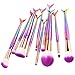 Mermaid Makeup Brush Set, Coshine 10pcs/set Colorful Rainbow Unique Mermaid Makeup Brush Set Cosmetic Tools Kits