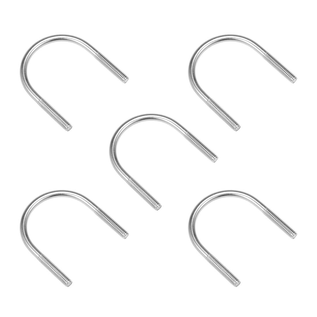 sourcing map U-Bolts 5pcs 2"(50mm) Inner Width 66mm Length M6-1x66mm 304 Stainless Steel U-Bolt Fastener for 48mm Pipe Dia