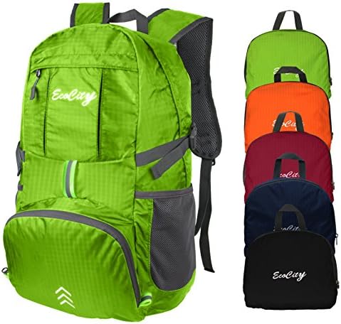 EcoCity Ultra-light 30L Ripstop Water Resistant Foldable Hiking Daypacks Travel Backpack for Camping Hiking Trekking Mountain Climbing BP0109G1 (Green, 30L)