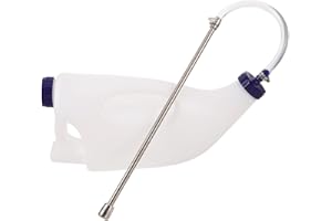 Housoutil Calf Nursing Feeding Bottle 4l Stainless Steel Tube Feeder with Dual Handles for Newborn Lamb