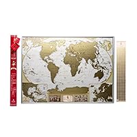 MyMap Special Love Edition World Scratch Off Map (Red Tube) Deluxe Large World Scratch Off Map w/Enlarge Europe and Caribbeans Map | 35 x 25 inc Push Pin Travel Map Wedding Gift