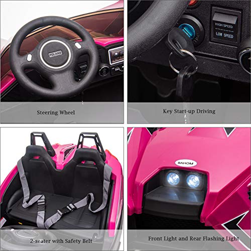 BAHOM Kids Ride On Car 2 Seats with Remote Control, 12V Kids Electric Vehicle with Manual/Parental Modes, Light/MP3/Volume Control (Pink) - Thumbnail 2
