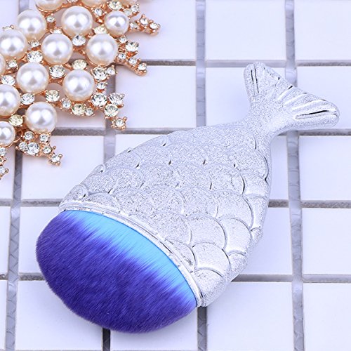 1 Piece Mermaid Fish Makeup Brushes Set Contour Cosmetics Make Up Tools Professional Natural Beauty Palette Eyeshadow Nice Popular Faced Colorful Rainbow Hair Highlights Glitter Travel Kit, Type-15