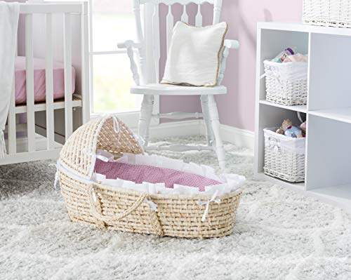 Hooded Baby Moses Basket with Liner, Sheet, and Pad - Thumbnail 2