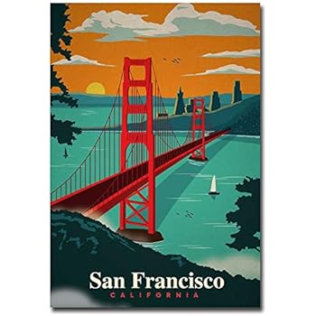 Golden Gate Bridge San Francisco Vintage Travel Art Refrigerator Magnet Size 2.5