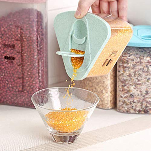 yanQxIzbiu Storage Container Premium Plastic Kitchen Food Cereal Grain Bean Rice Storage Box Triangle Container Case - Pink 500ml