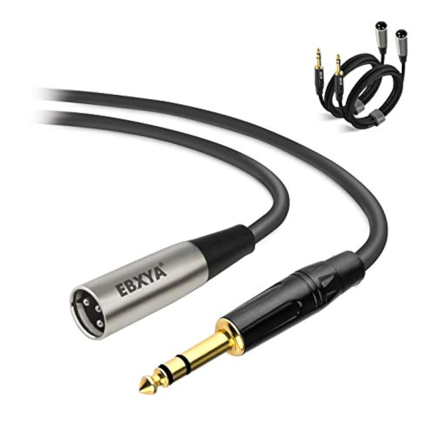EBXYA XLR to Jack 6.35mm 1/4inch Male to TRS 3m/10ft, 2 Packs Quarter inch to XLR Patch Cable