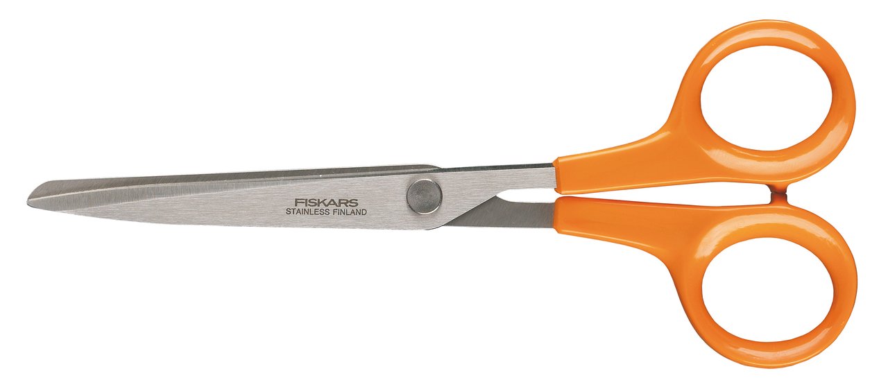 Fiskars Universal Scissors, Length: 17 cm, For Right- and Left-handed Users, Stainless Steel Blade/Plastic Handles, Orange, Classic, 1005150