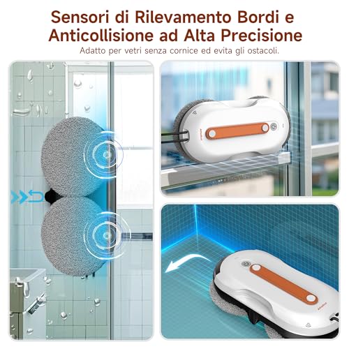 AlfaBot X7 Pro - Automatic Window Cleaner Robot with Bilateral Spraying • Smart Navigation • Extra Large Tank • Ideal for Glass, Tiles and Smooth Surfaces
