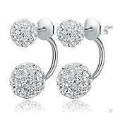 CHOP MALL® Women's Cute 925 Sliver Rhinestones Balls Christmas Earrings + Free Wristband Accessory and Ring