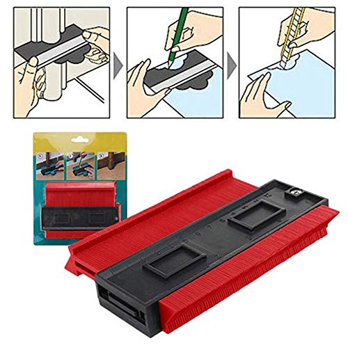 Novobey 1 Pc 5 inch Contour Gauge Duplicator Duplicator Tool, High Accuracy Plastic Contour Copy Profile Gauge Tiling for Wood Marking Tool (Red)