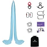Aum Active Aerial Silks Yoga Hammock Kit, 11 Yards, Hardware and Swivel | Knitted fabric with swivel and guide, portable carry bag included, for aerial yoga, gymnastics and home gym practice