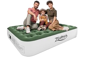 Zearna Air Mattress Queen with Built in Pump - Upgraded Blow Up Bed, 2 Mins Quick Self Inflatable, 13"/650lbs Max, All Night No Lost Air, Strong Support, for Camping,Home,Guests,Portable Travel