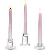Glasseam Glass Taper Candle Holders: Set of 3 Tapered Candlestick Holders Small Clear Candle Sticks Holder Decor for Table Centerpiece Wedding Dining Room Home Decorations