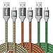 Fasgear Micro USB Charger Cable, 3 Pack 6ft Long Nylon Braided Fast Charging Cord Compatible Samsung Galaxy S7 S6 Edge J7, HTC, Nexus, LG, PS4 and More Android Devices (Gold,Green,Orange)
