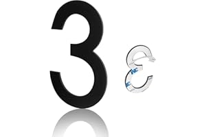 3 Inch Metal Black Modern House Numbers, Luiety's Adhesive Mailbox Number,House Numbers for Apartments Office(3)