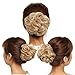 Benehair Hair Bun Hairpiece Scrunchy Updo Hair Pieces Fluffy Scrunchies Donut Hairpiece Synthetic Curly Wavy Messy Chignons With Elastic Rubber Band Golden Blonde & Bleach Blonde-Thicker 2pcs 70g