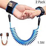 2 Pack Child Anti Lost Wrist Link, 4.9ft(1.5M) Toddler Harness Walking Leash, Safety Wrist Leash for Toddlers & Kids ( Blue and Orange)
