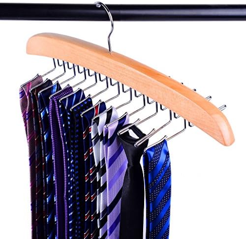 Wooden Tie Hanger Closet Organizer Rack Hanger Rotating Twirl Holder Hook Homewares Closet Accessories Organizers