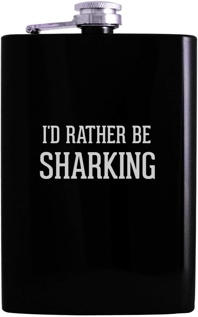 I'd Rather Be SHARKING - 8oz Hip Alcohol Drinking Flask, Black