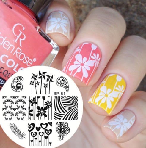 Nail Art DIY Stamp Stamping Image Metal Plate Flowers - FashionDancing
