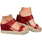 Wedge Sandals for Women 2026 Dressy Platform Sandals Women Casual Comfortable Fashion Mid Heels Open Toe Espadrilles Wedges Slip on Shoes Dressy Summer Flat Heels