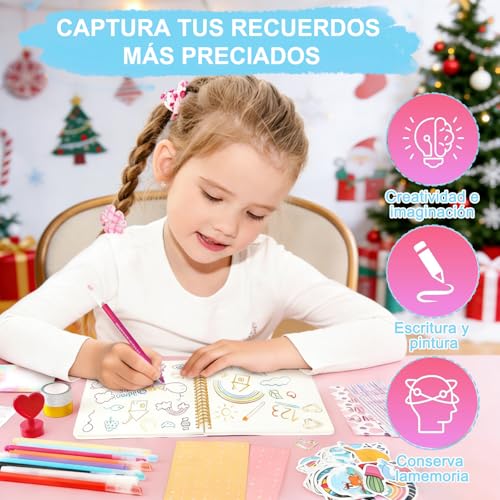 100+Piezas Diario DIY para Niñas, Libretas Bonitas para Niña,Set de Papelería para Diarios Bricolaje,Set de Manualidades Creativas y Regalo para Creatividad y Diversión