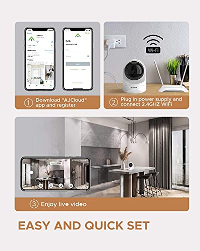 HD Überwachungskamera Innen, 1080P WLAN IP Kamera mit Nachtsicht, 2-Wege-Audio, Heimkamera mit Bewegungssensor für Haustier/Baby/Ältere