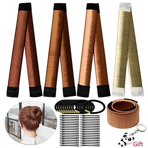 Color Scissor 4 Pieces Hair Bun Maker Tool French Twist Hair Accessories, Magic Bun Shaper Donut Hair Styling Making Tool for Women Girls