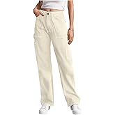 Cargo Pants Women High Waisted Wide Leg Casual Pants Baggy Stretchy Trousers Y2K Streetwear with 6 Pockets