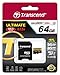 Transcend 64 GB MicroSDXC Class 10 UHS-I/U3 Memory Card with Adapter 95 Mb/s (TS64GUSDU3)