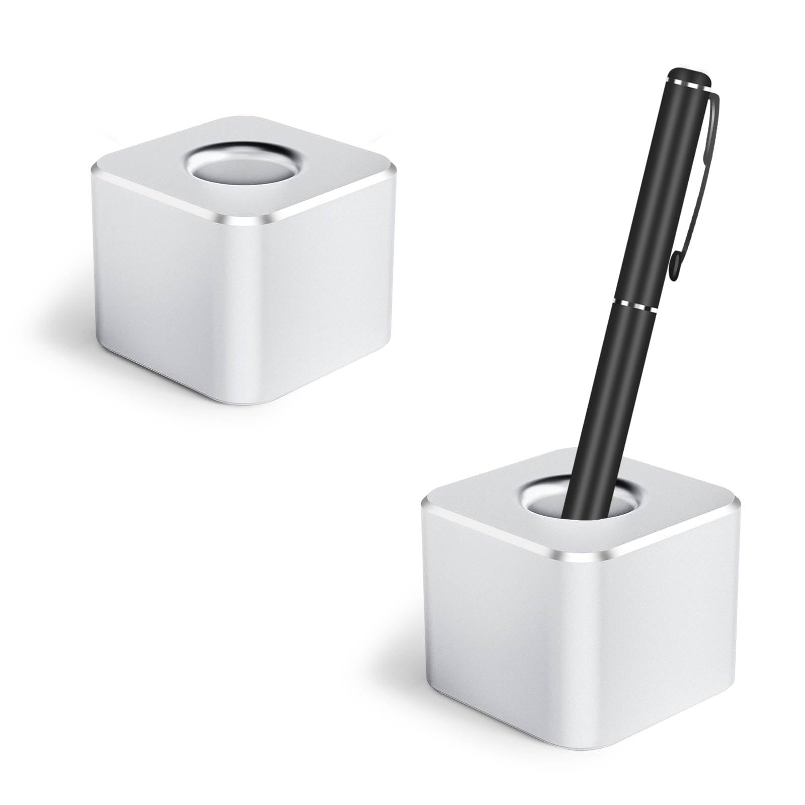 Betinyar 2 Pieces Pen Stand, Single Pen Holder, Pen Holder Base for Desk Desktop, Pen Organizer Desk Accessory, Toothbrush Stand Holder for Office Home (Silver)