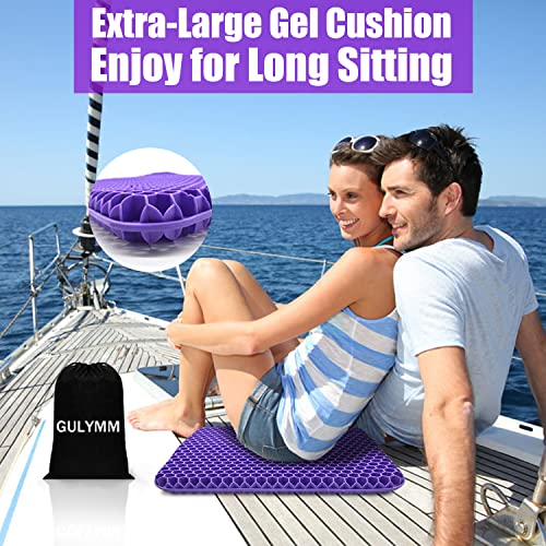 Extra Large Gel Seat Cushion for Long Sitting Double Thick Gel Seat Cushion with Cover Gel Seat Cushion for Pressure Sores Breathable Honeycomb Cushion for Office Chair Wheelchair to Relief Sciatica
