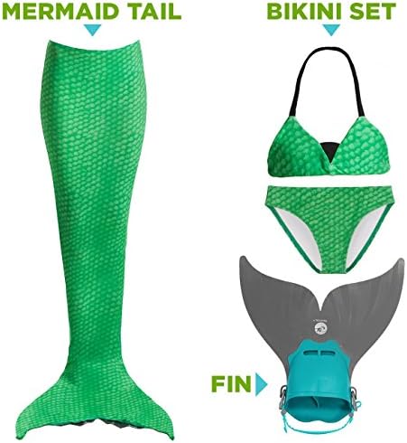 Tendol 3 Pieces Mono Fin Mermaid Tail for Swimming, Small - Green