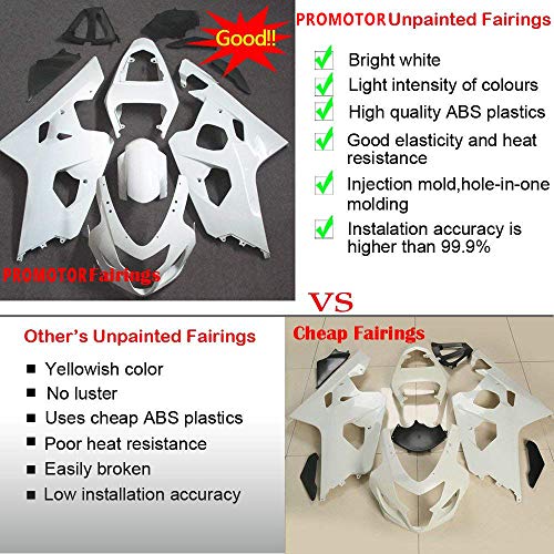 PROMOTOR Motorcycle Fairing Kit ABS Plastic Fairings for Yamaha YZF R6 2003-2004 /R6S 2006-2009 - Unpainted - (Pieces/kit: 19)