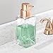 mDesign Square Glass Refillable Liquid Soap Dispenser Pump Bottle for Bathroom Vanity Countertop, Kitchen Sink - Holds Hand Soap, Dish Soap, Hand Sanitizer, Essential Oils - 2 Pack - Clear/Copper