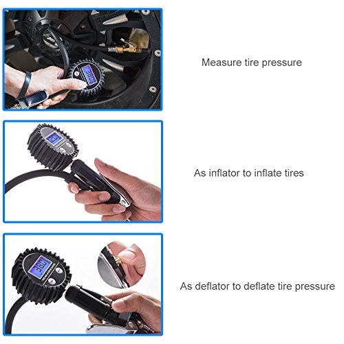 Digital Tire Pressure Gauge MICTUNING Heavy Duty 200 PSI Tire Inflator Air Pressure Gauge with