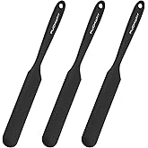 PUCKWAY 3pcs Silicone Jar Spatulas 10in Long Skinny Heat-Resistant, Narrow Spatula Set for Scraping Peanut Butter, Sourdough, Jam in Small Containers, Blenders &amp; Baking (Black)
