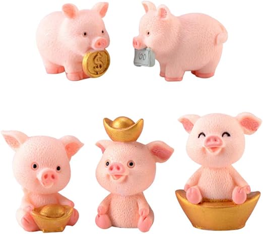 Glücksschweinchen aus keramik 4-4,5 cm sortiert stückpreis niedliche WINOMO 5PCS Miniatur Schwein Figur Glücksschweinchen Glücksbringer