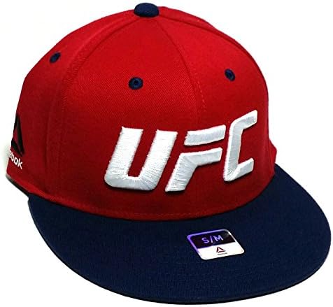 UFC Reebok RBK MMA Fighters Super Flex Red Navy Blue Fit Fitted Hat Cap S/M