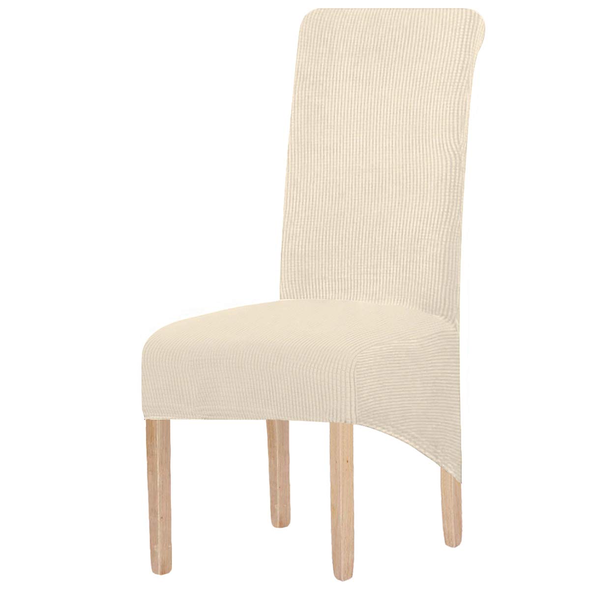 LANSHENG Stretch XL Chair Covers for Dining Chairs 2/4/6 Pcs Chair Protective Slipcover,Elastic Chair Protector Seat Covers for Dining Room Wedding Banquet Party Decoration (Cream, 2 pcs)