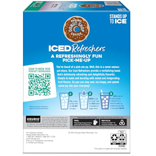 THE ORIGINAL DONUT SHOP ICED REFRESHERS, BERRY CHILL, BREW OVER ICE SINGLE SERVE KEURIG K-CUP PODS, 20-COUNT BOX