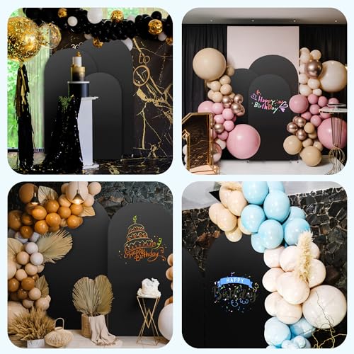 MEKOTRIN 3 Piezas de Fondo Cubierta de de Alta Elasticidad Espesar Fibra de Poliuretano Seda de Leche a Prueba de Decoloración para Fiestas de Boda (Negro, 4FT, 5FT, 6FT)