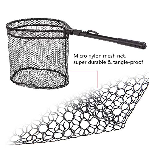 Toasis Foldable Fishing Landing Net for Fly Fishing Trout Bass Catch and Release Hand Net Nylon Mesh - Thumbnail 3