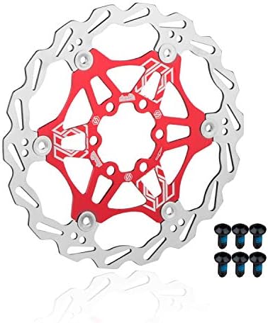 EASTERN POWER MTB 180mm/160mm Disc Brake Rotor for Shimano Sram Avid Hayes Magura, 6 Bolts Mountain Bike Disc Rotor, Bicycle Floating Rotor, Black/Red (Include 6 Screws)
