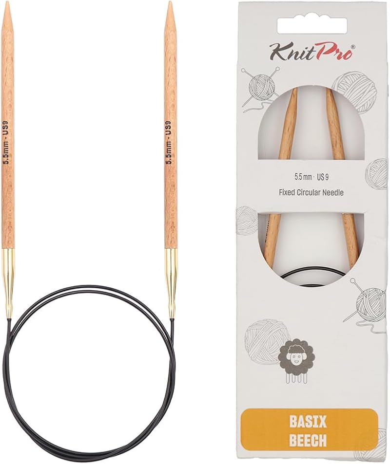 KnitPro Basix Beech Fixed Circular Needles 16" 5.50mm